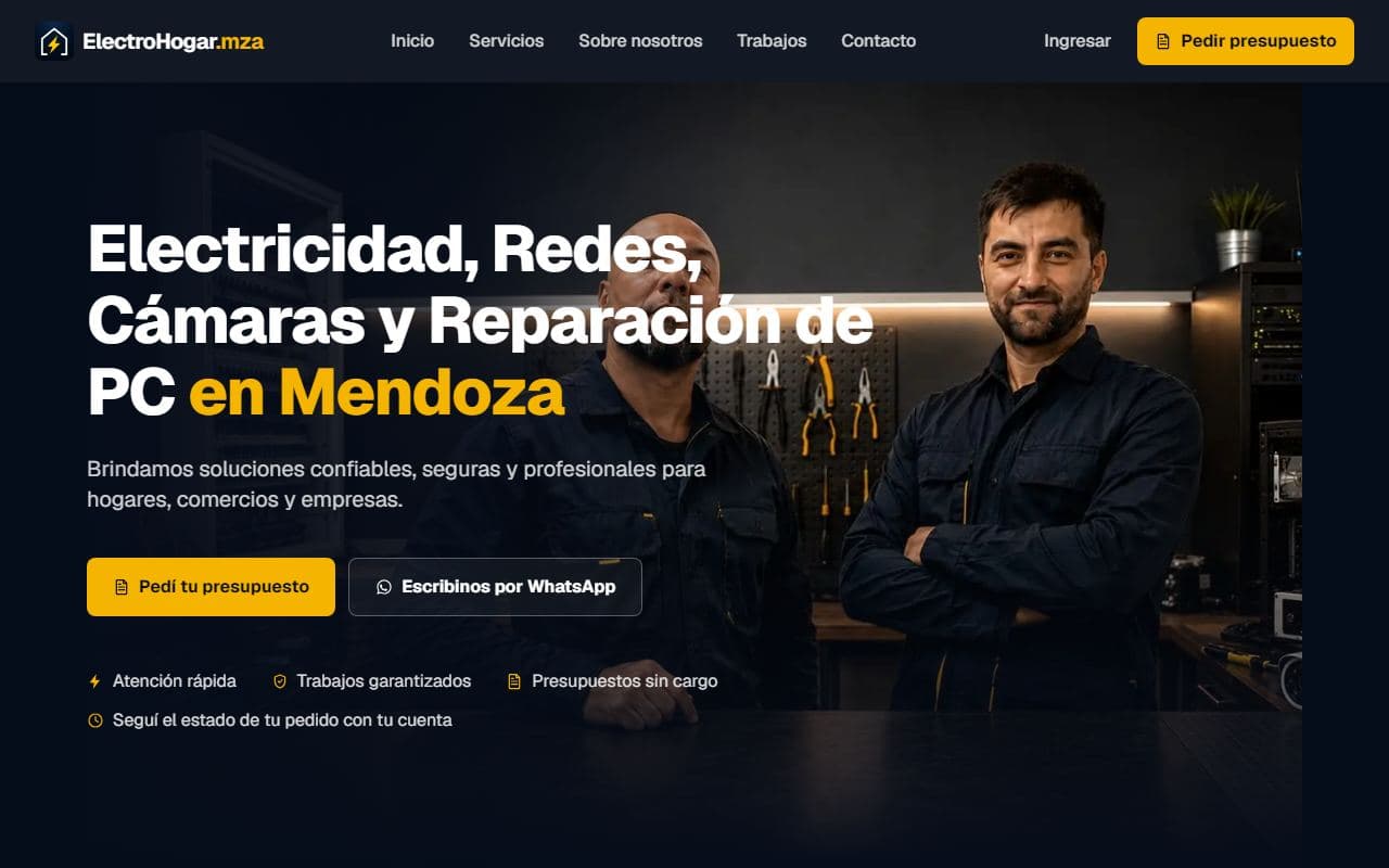 Captura del sitio de ElectroHogar.mza